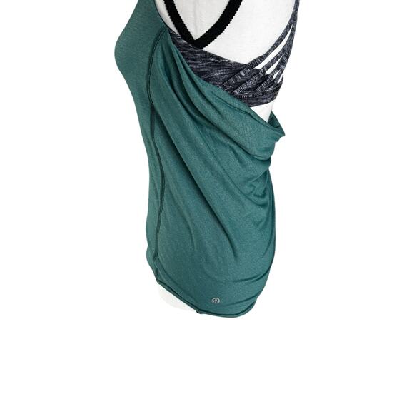 Lululemon Teal Strappy Back Built-In Bra Tank Top Size 4 Open Back Athleisure - Picture 5 of 11